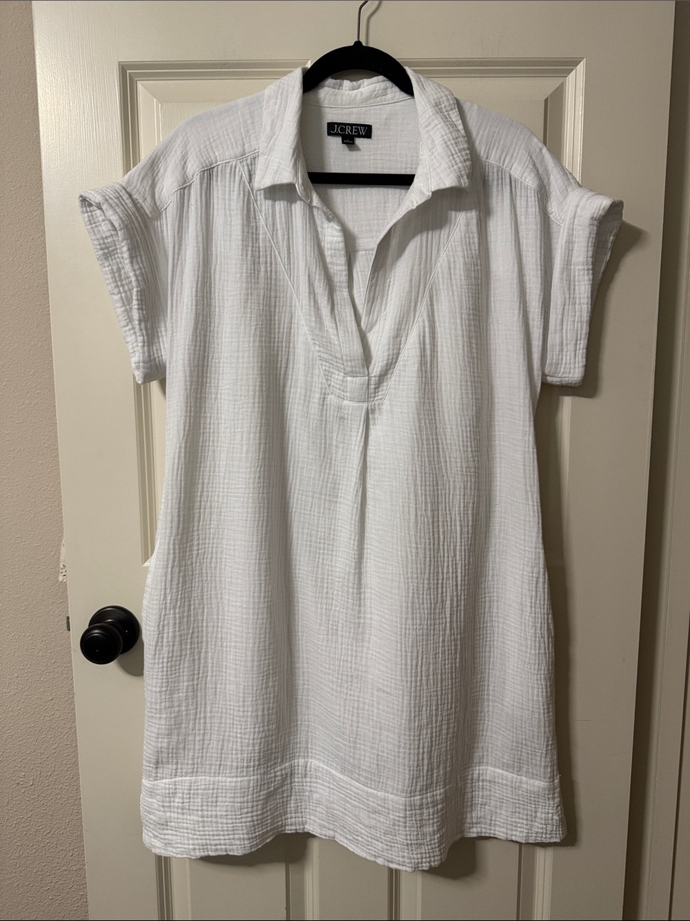 J. Crew White Cotton Gauze Polo Dress